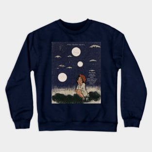 Mushroom girl under three moons Crewneck Sweatshirt